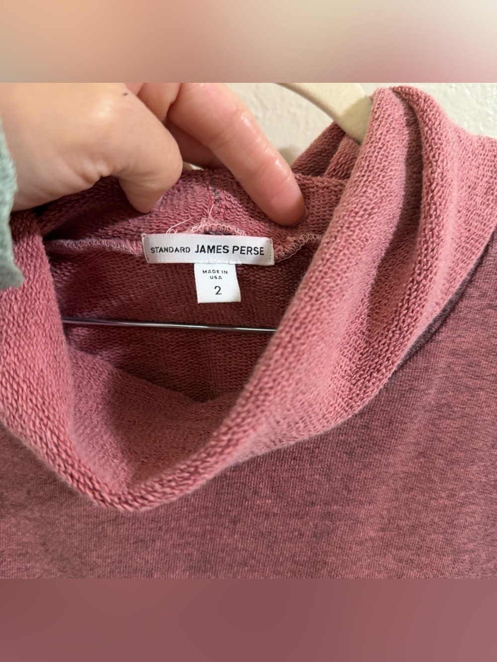 James Perse Standard Melange Funnel Neck Cropped Sweatshirt Mauve Pink size 2/ M - Picture 4 of 9